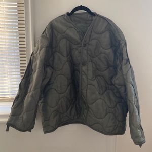 Oversized collarless quilted jacket vintage liner